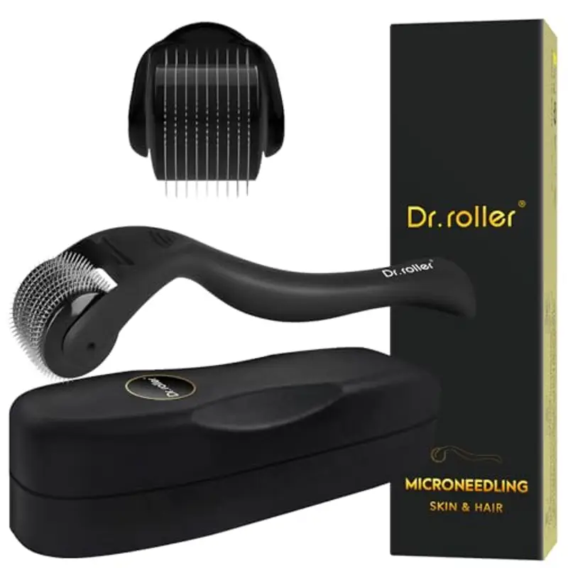 Dr.roller Dermaroller, Microneedling, 1 mm Derma Roller Capelli Viso Uomo e Donna, Microneedle Beard Roller 540 Ago di Titanio