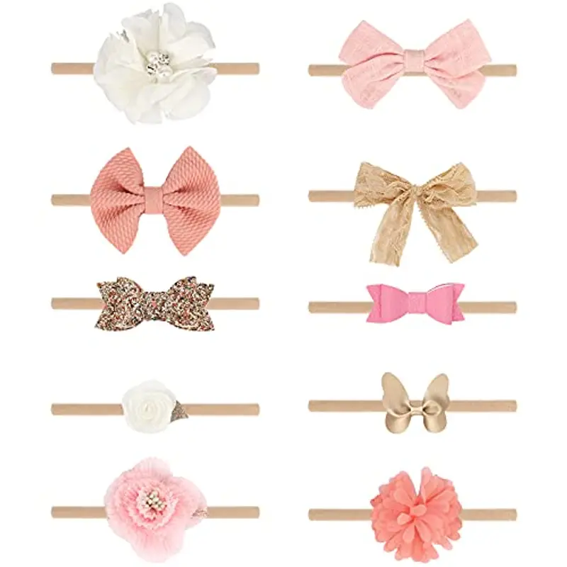 DRESHOW 10 Pcs Bambini Fascia Per Capelli Fasce Bambina Neonata Elastica Fascia Neonato Fasce per Bambini Fasce Capelli Bambina Fascia