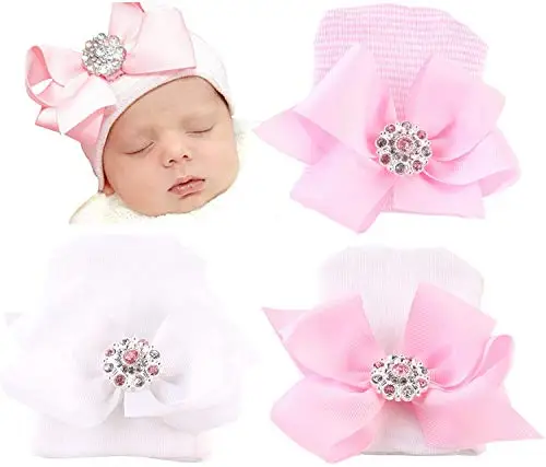 DRESHOW 3 Pezzi Cappello Turbante Bambina Cappellini Berretti e Cappellin per Infantile Bambino Neonato Ragazza