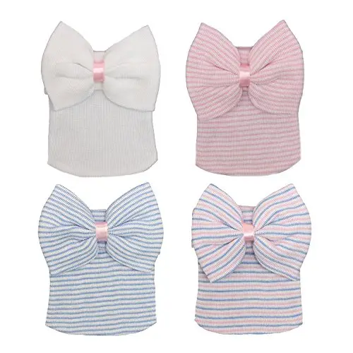 DRESHOW 4 Pezzi Cappello Turbante Bambina Cappellini Berretti e Cappellin per Infantile Bambino Neonato Ragazza