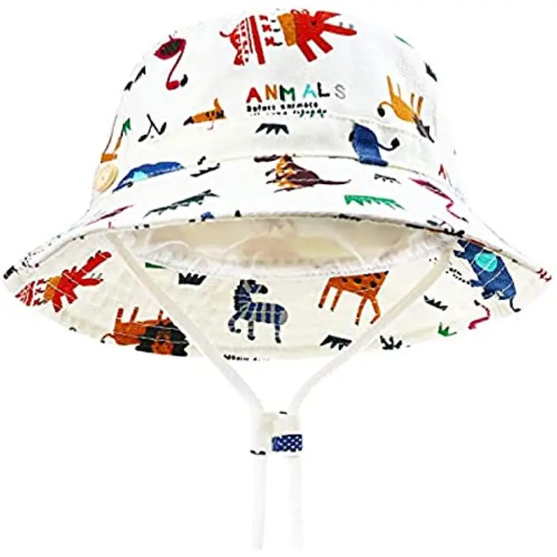 DRESHOW Cappello parasole per bambini, con protezione solare UPF 50+, unisex, con animali, cappello da pescatore per l’estate con