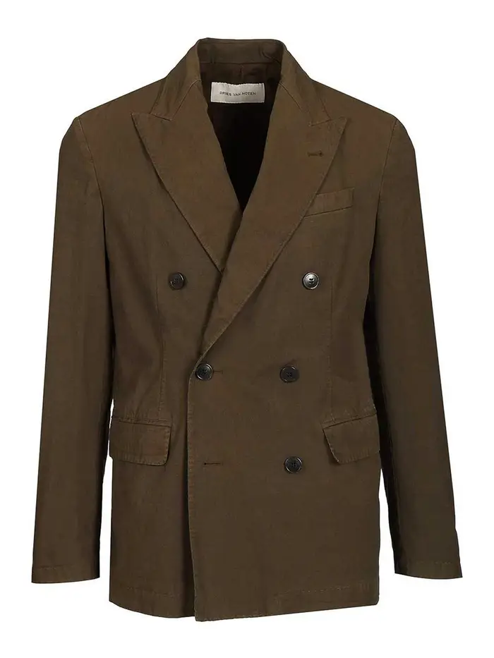 Dries Van Noten Blazer in cotone doppiopetto Verde