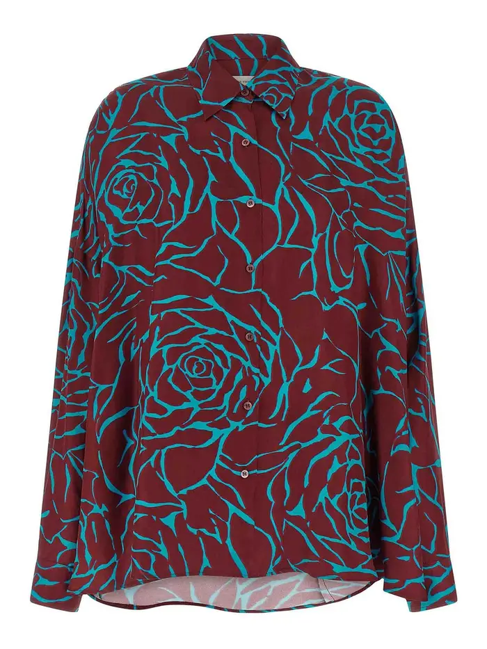 Dries Van Noten camicia casia Rosso Scuro