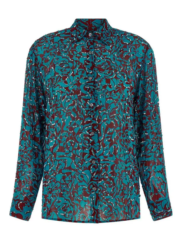 Dries Van Noten Camicia Clavelly Azzurro