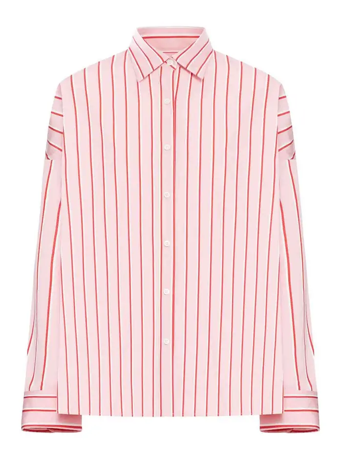 Dries Van Noten Camicia in cotone a righe Rosa