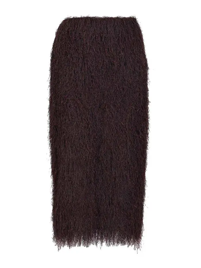Dries Van Noten Gonna Sokna Con Frange Viola