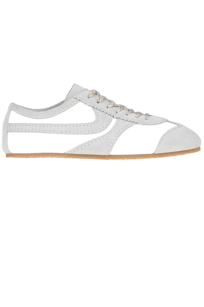 Sneakers basse in pelle e suede Bianco