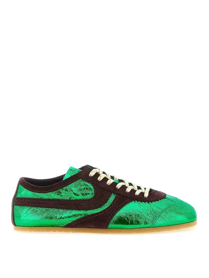 Dries Van Noten Sneakers in pelle laminata Verde