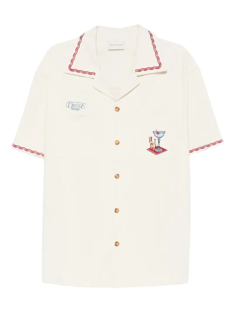 Drole De Monsieur Drôle de Monsieur - Camicia casual stile retrò BIANCO