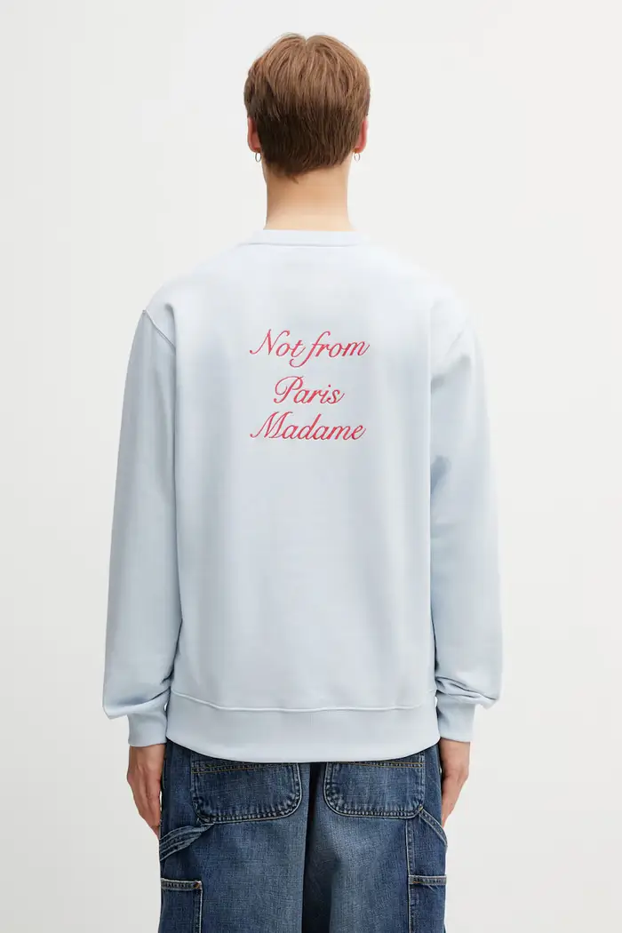 Drôle de Monsieur felpa da uomo in cotone Slogan Calligraphy Blu