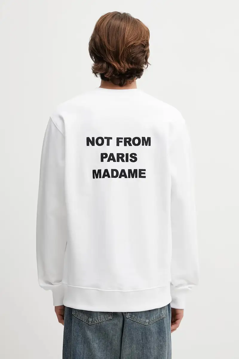 Drôle de Monsieur felpa in cotone Le Sweatshirt Slogan Bianco