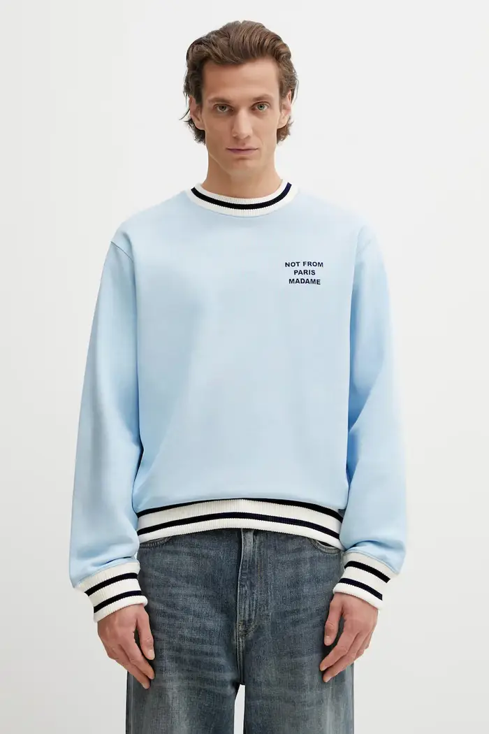 Drôle de Monsieur felpa in cotone Slogan Sport Blu