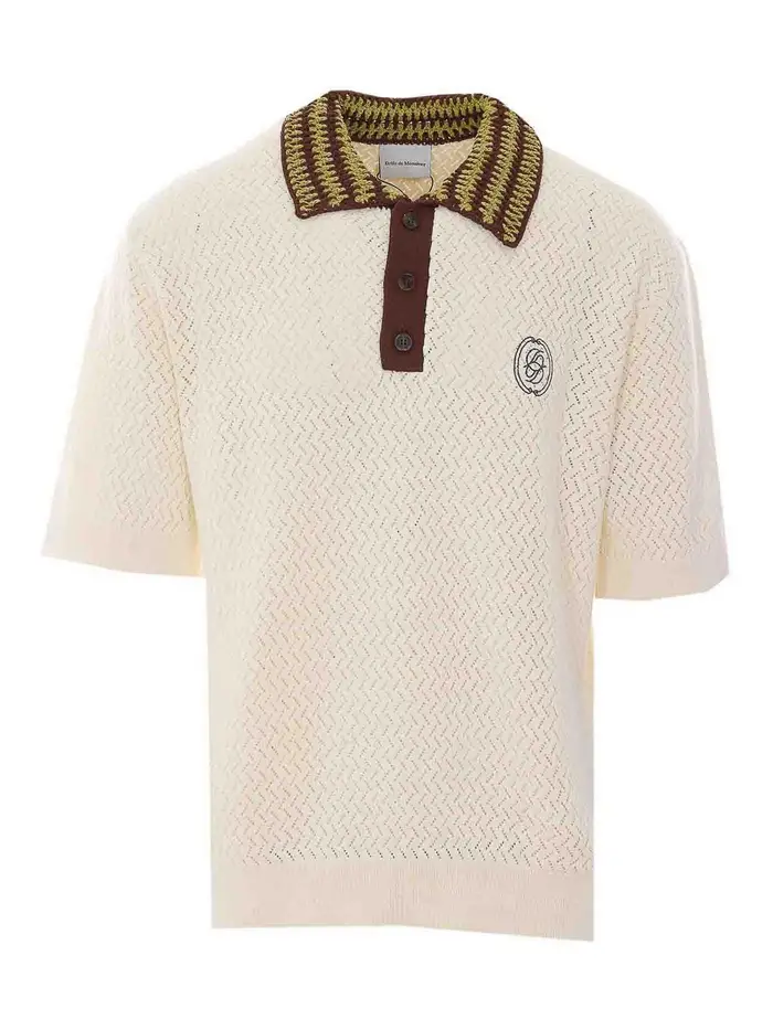 Drôle de Monsieur Maglia Ajoure D Miroir Polo Bianco