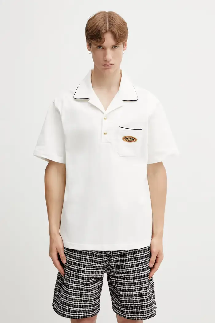 Drôle de Monsieur polo da uomo in cotone Patch Beige
