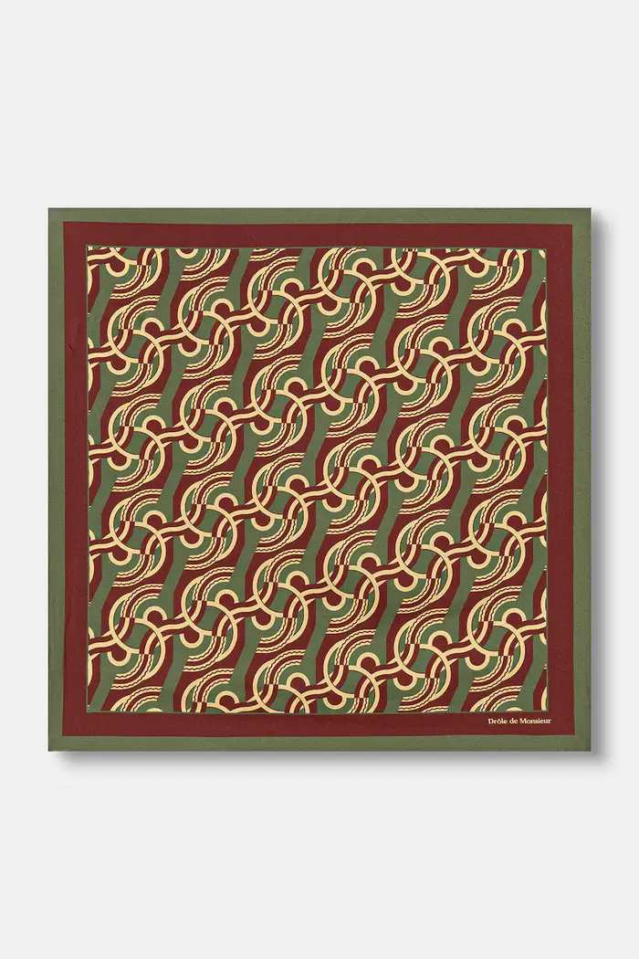 sciarpa piccola da uomo in seta Chain Link Monogram Verde