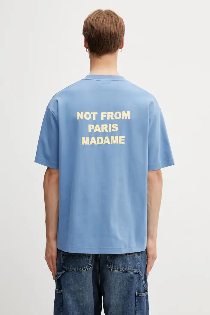 Drôle de Monsieur t-shirt da uomo in cotone Le T-shirt Slogan Blu