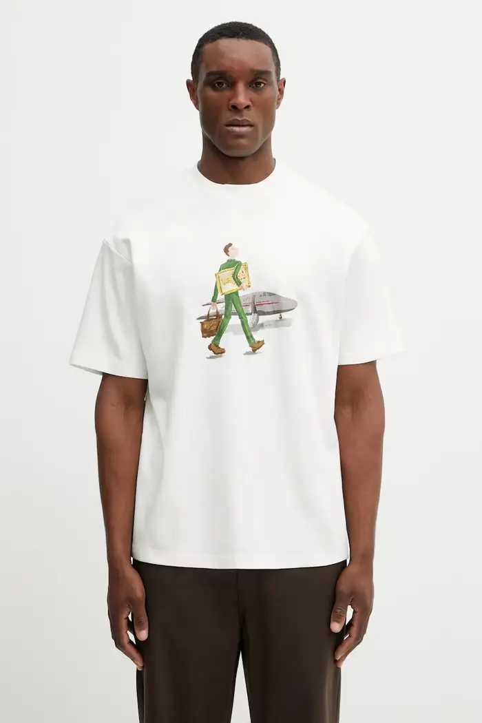 Drôle de Monsieur t-shirt in cotone LHomme Au Tableau Beige
