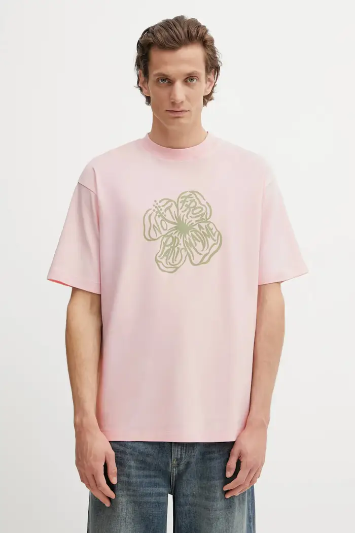 Drôle de Monsieur t-shirt in cotone Slogan Hibiscus Rosa