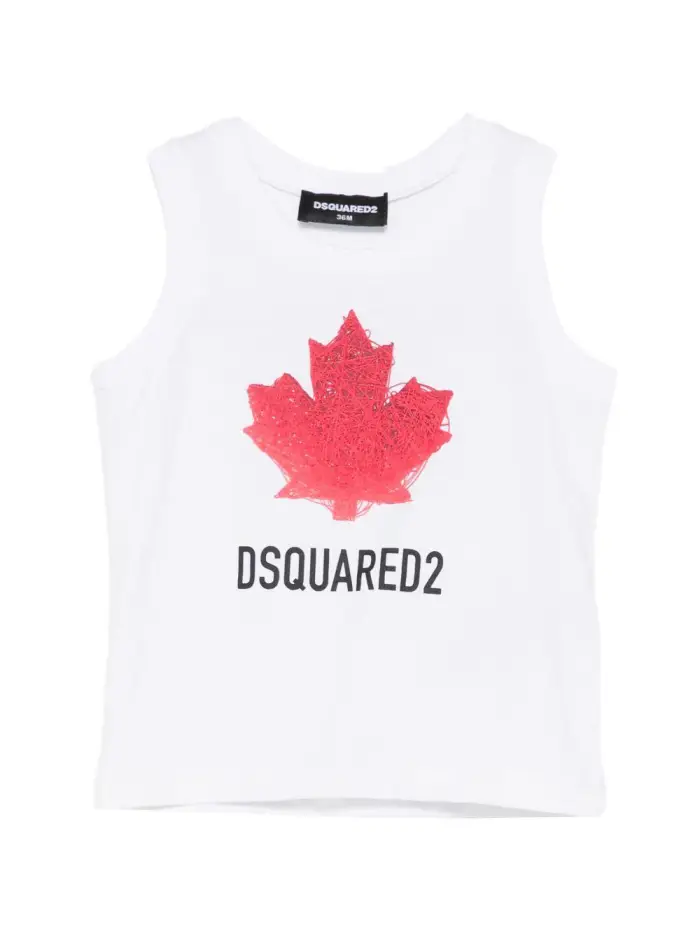 Canotta in cotone con stampa Bianca