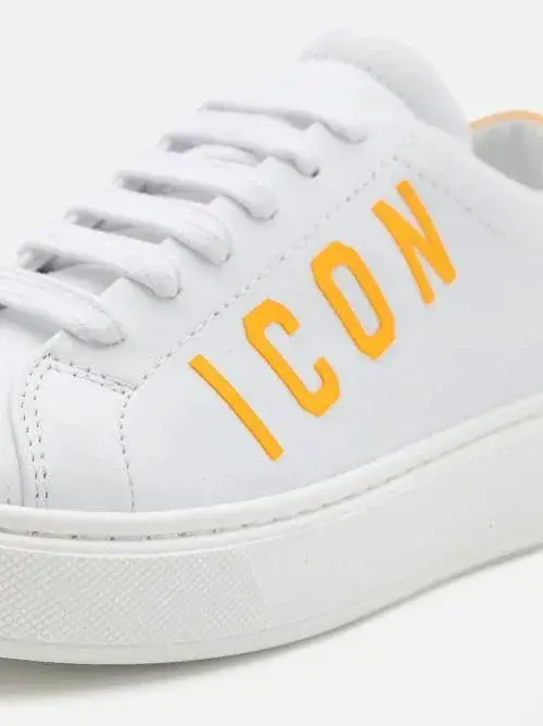 Sneakers bianche logo icon giallo kids Bianco miniatura 3