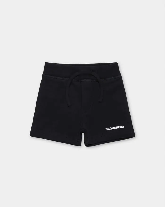 Dsquared2 Bermuda nero in puro cotone con mini logo bianco