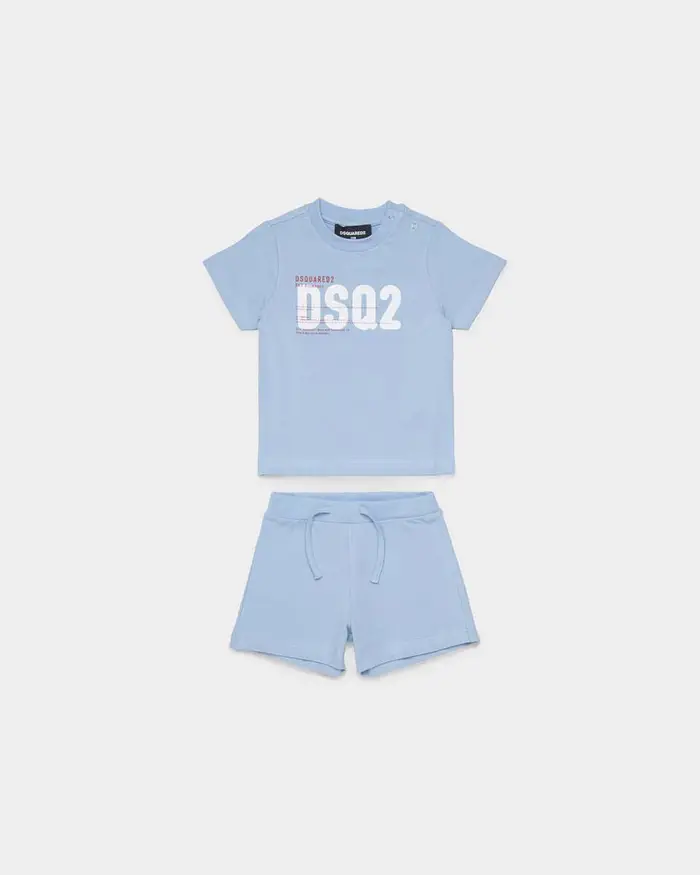 Dsquared2 Completo corto azzurro in puro cotone