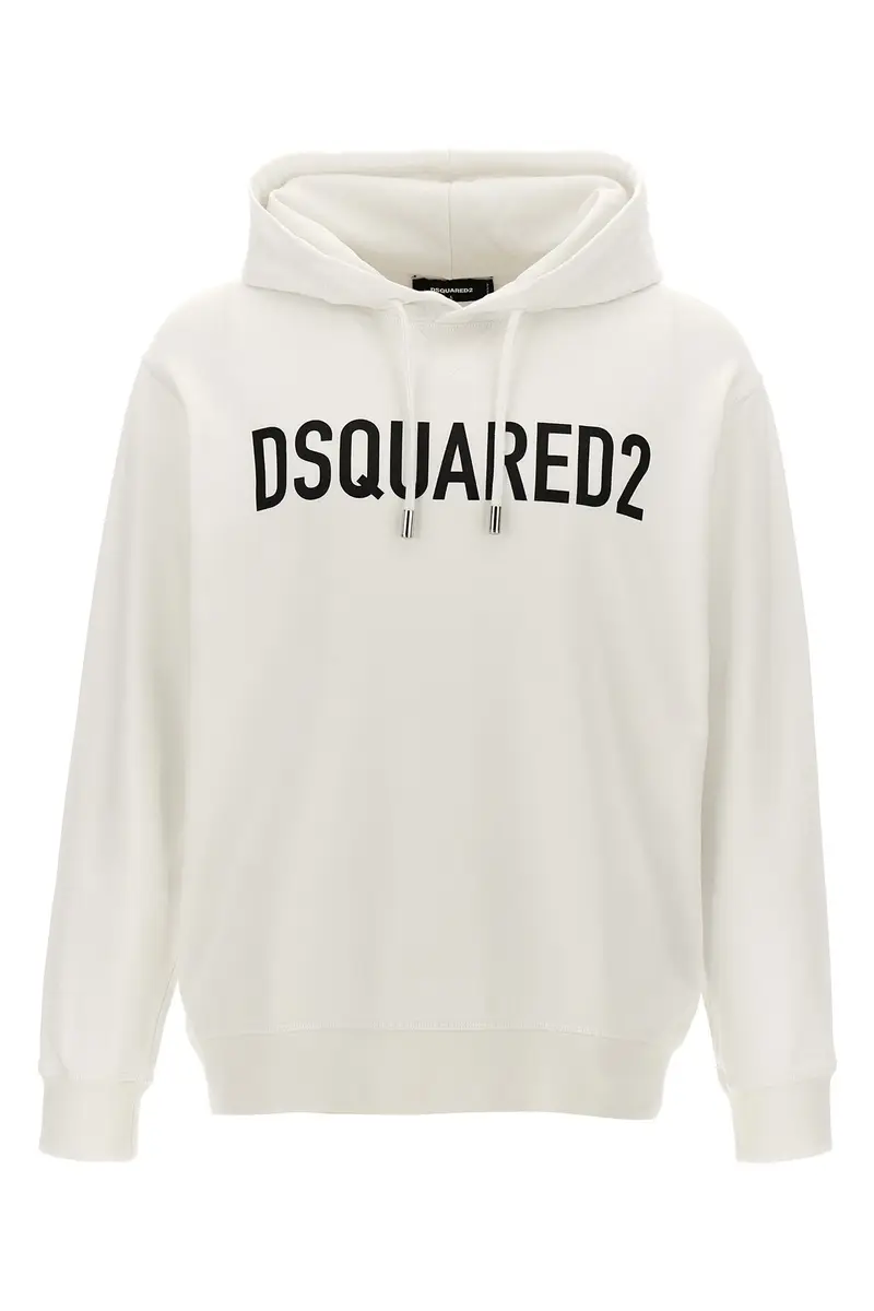 DSQUARED2 Felpa Con Cappuccio Stampa Logo Bianco