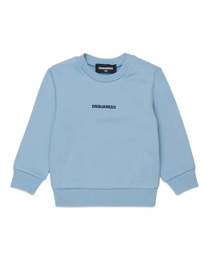 Dsquared2 Felpa azzurra in puro cotone con mini logo bianco