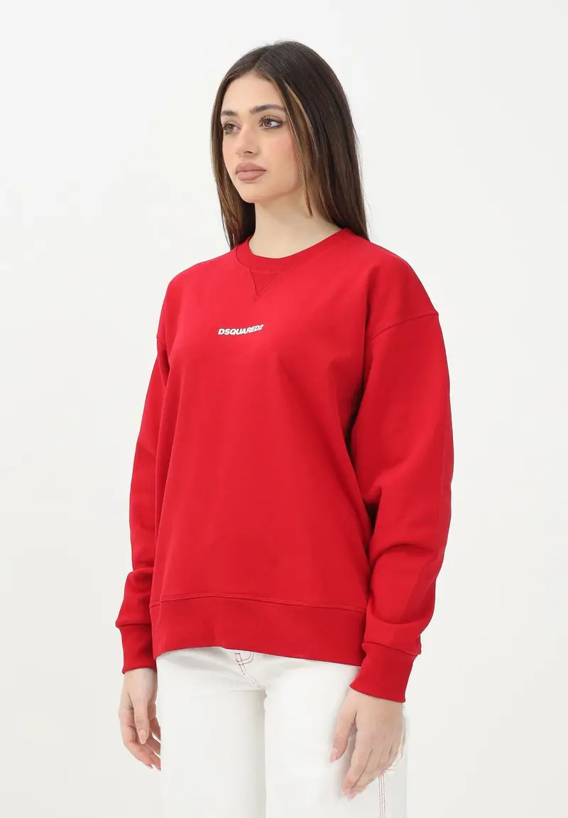 Dsquared2 Felpa girocollo rossa per donna, ragazzi e bambini con stampa logo