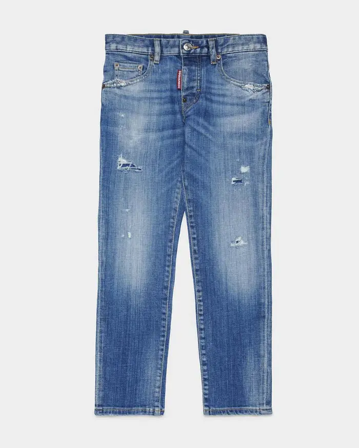 Dsquared2 Jeans regular fit lavaggio medio stone washed con baffature