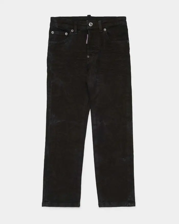 Dsquared2 Jeans regular lavaggio nero stone washed con scritta logo rossa