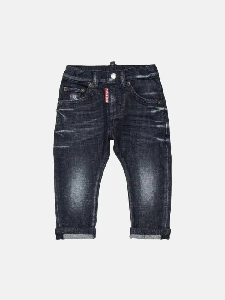 Dsquared2 pantalone in denim nero neonato con logo