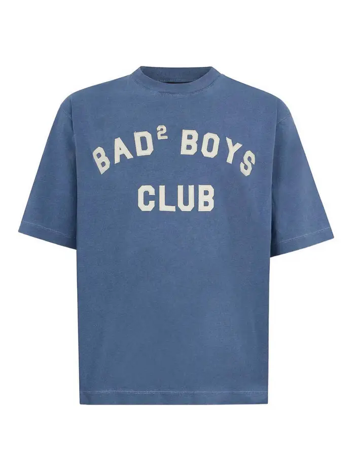 T-shirt Blu Con Stampa E Dettaglio Patch