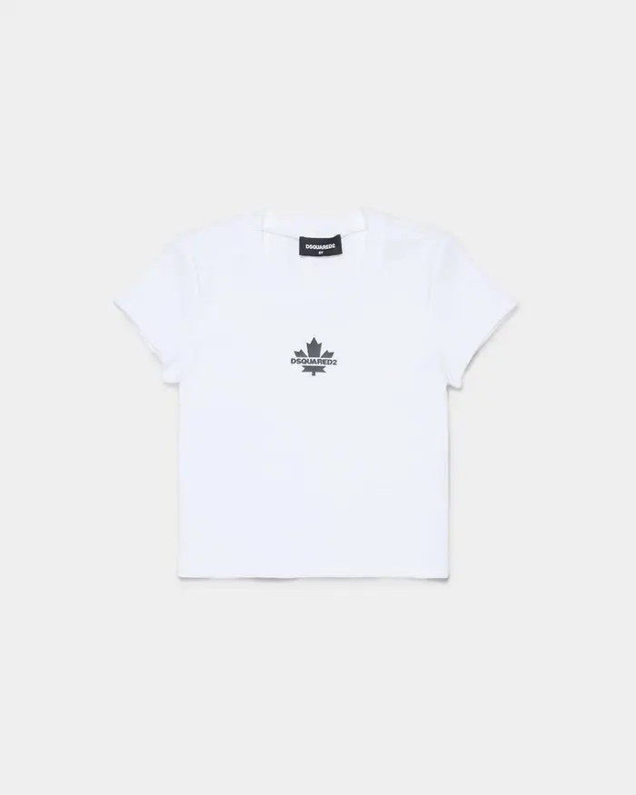 Dsquared2 T-shirt bianca in puro cotone con stampa logo icon nera