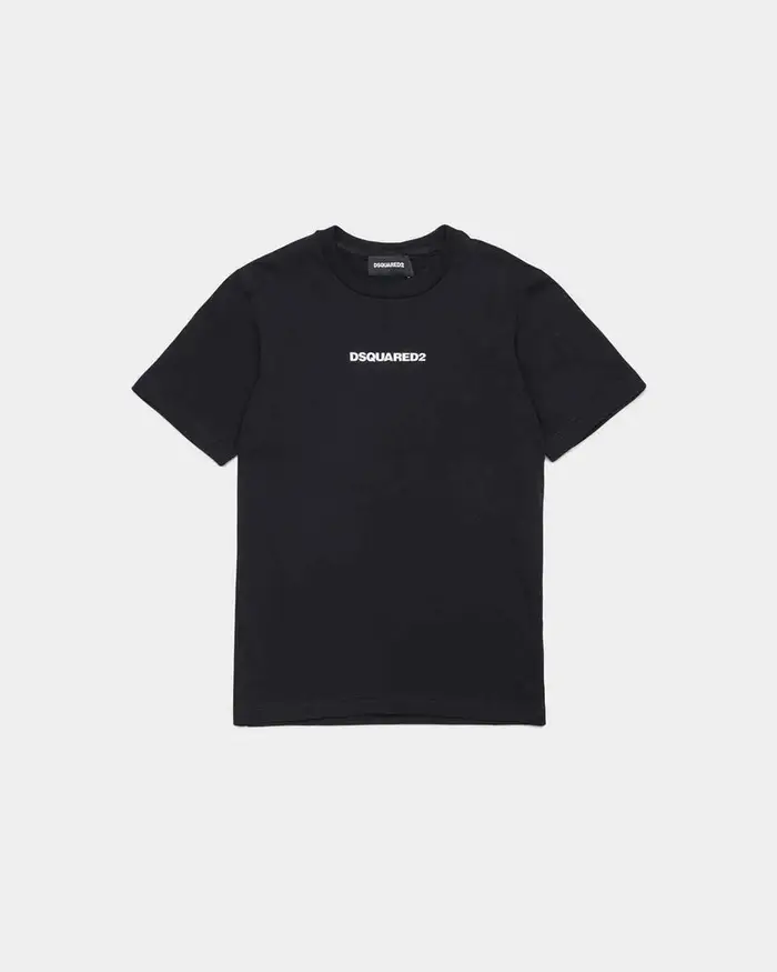 Dsquared2 T-shirt relaxed fit nera in puro cotone con mini logo bianco