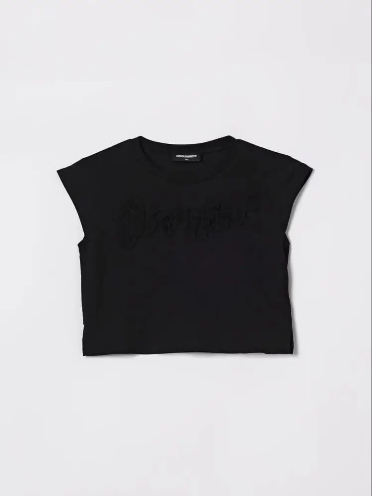 Dsquared2 tshirt nera bambina logo lettering