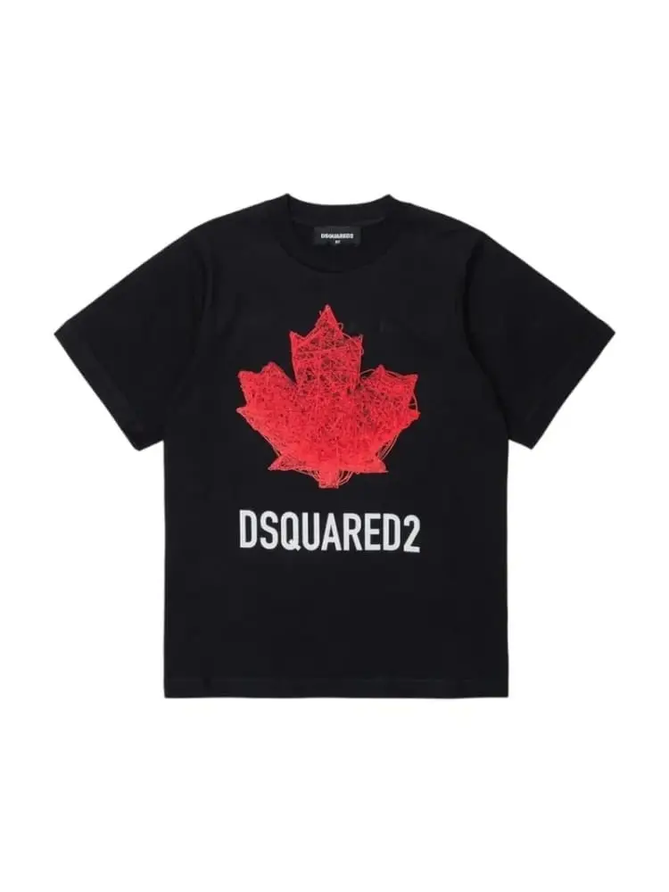 Dsquared2 tshirt nera bambino maxi logo