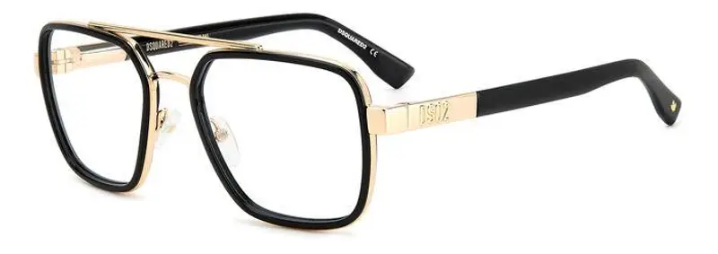 Dsquared2 Uomo D2 0064 RHL Montature da vista Acetato Oro / Nero Squadrata