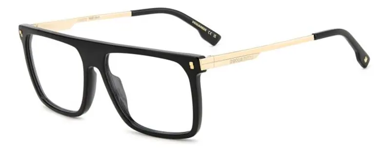 Dsquared2 Uomo D2 0122 2M2 Montature da vista Acetato Nero/Oro Squadrata