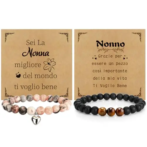 DTUIEUI Regalo Festa Dei Nonni Idee Regalo Nonni Natale - 2 Bracciale Nonna, Bracciale Nonno Regali Idee per