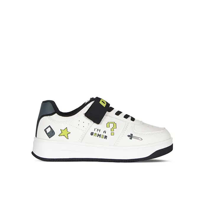 DUCATI Sneakers basket bianche da bimbo con velcro e disegni modello Bargellino