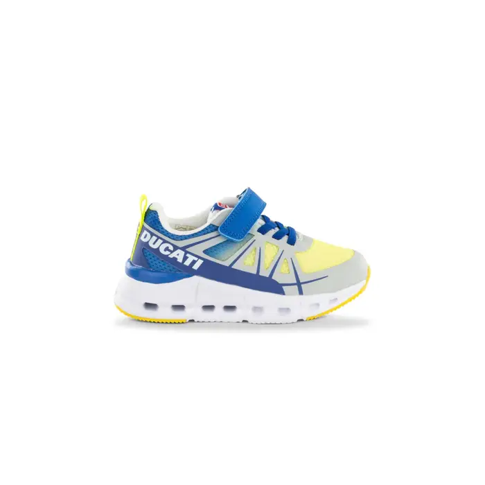 DUCATI Sneakers da bambino blu e gialle con strappo