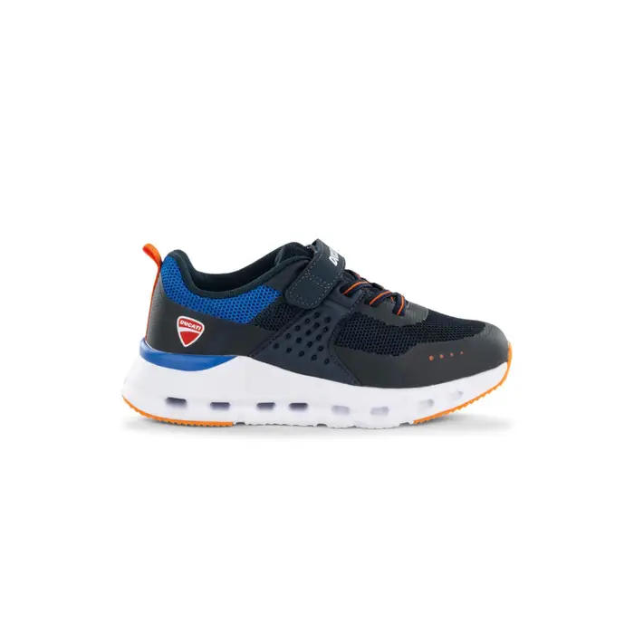DUCATI Sneakers da bambino blu e nere con chiusura a strappo