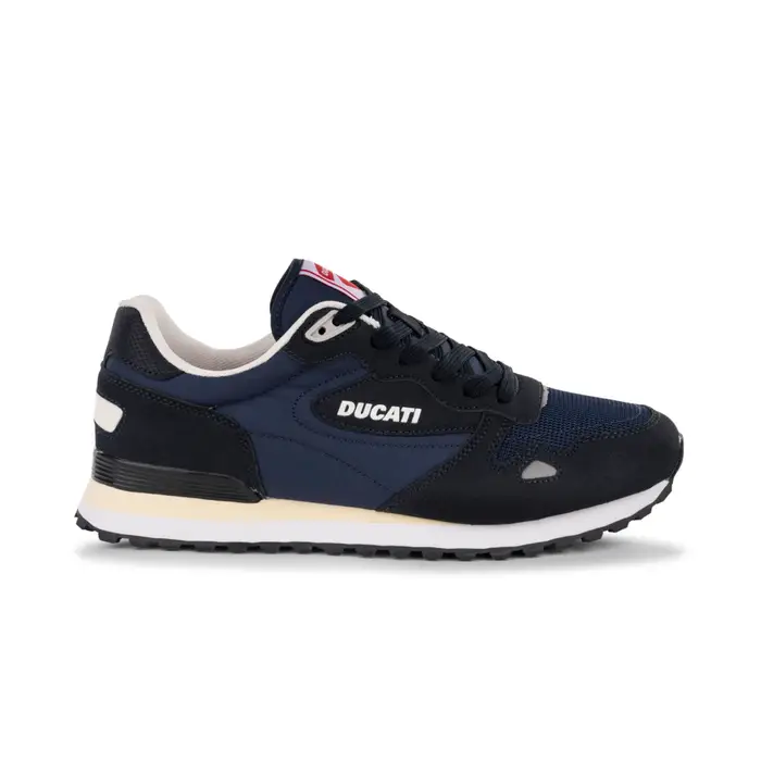 DUCATI Sneakers da uomo blu navy e nere in tessuto con dettagli riflettenti
