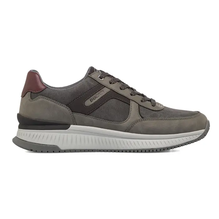 DUCATI Sneakers grigie da uomo con lacci e scritta logo laterale