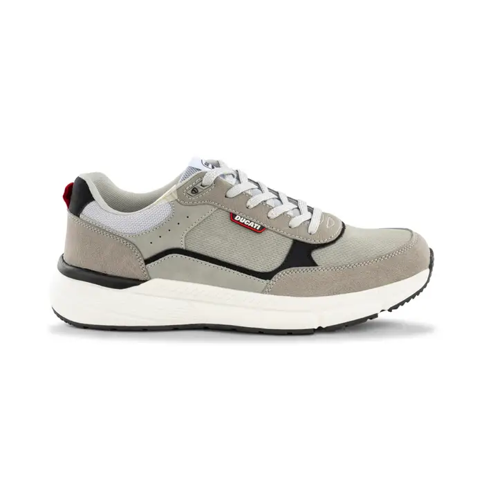 DUCATI Sneakers sportive da uomo grigie effetto scamosciato con dettagli neri