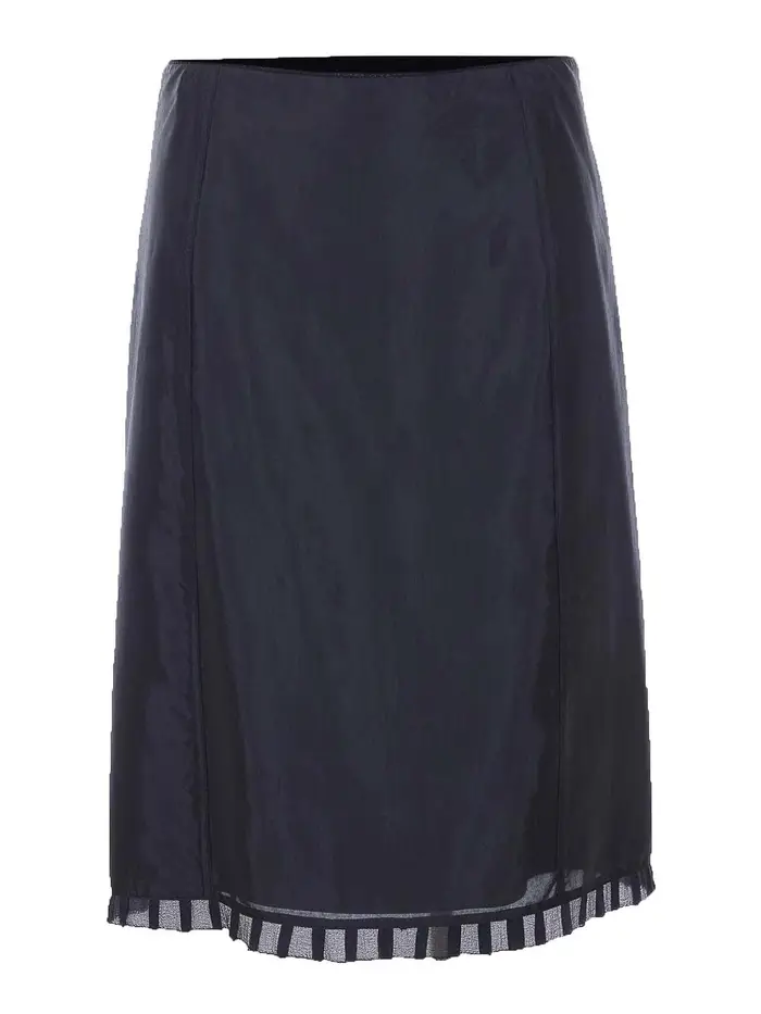 Gonna longuette stringata nera con linea ad H Blu