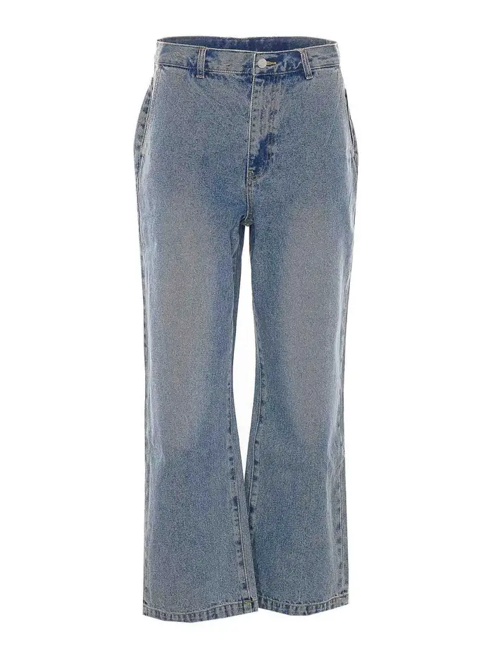Jeans larghi dritti celesti grigiastri Blu