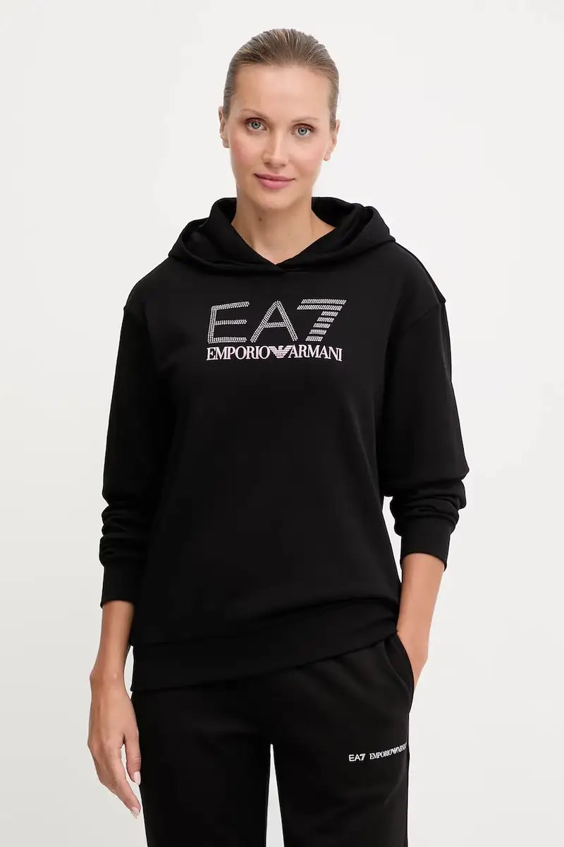 EA7 Emporio Armani felpa donna colore nero con cappuccio AF15831.7W000537