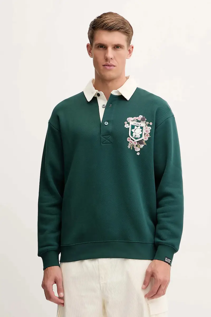 EA7 Emporio Armani felpa in cotone uomo colore verde AF16427.7X000142